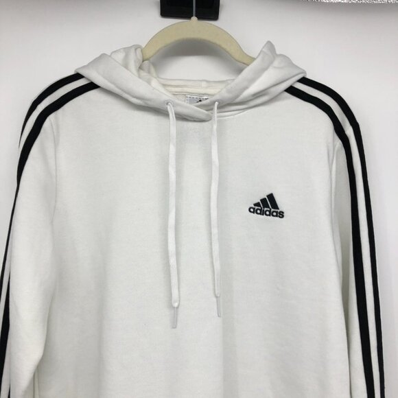 adidas White Essentials 3-stripes French Terry Crop Hoodie size S - Picture 6 of 16